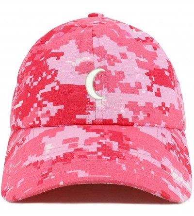 Baseball Caps Crescent Moon Embroidered Soft Low Profile Adjustable Cotton Cap - Pink Digital Camo - CF18TWGM7LR $18.87
