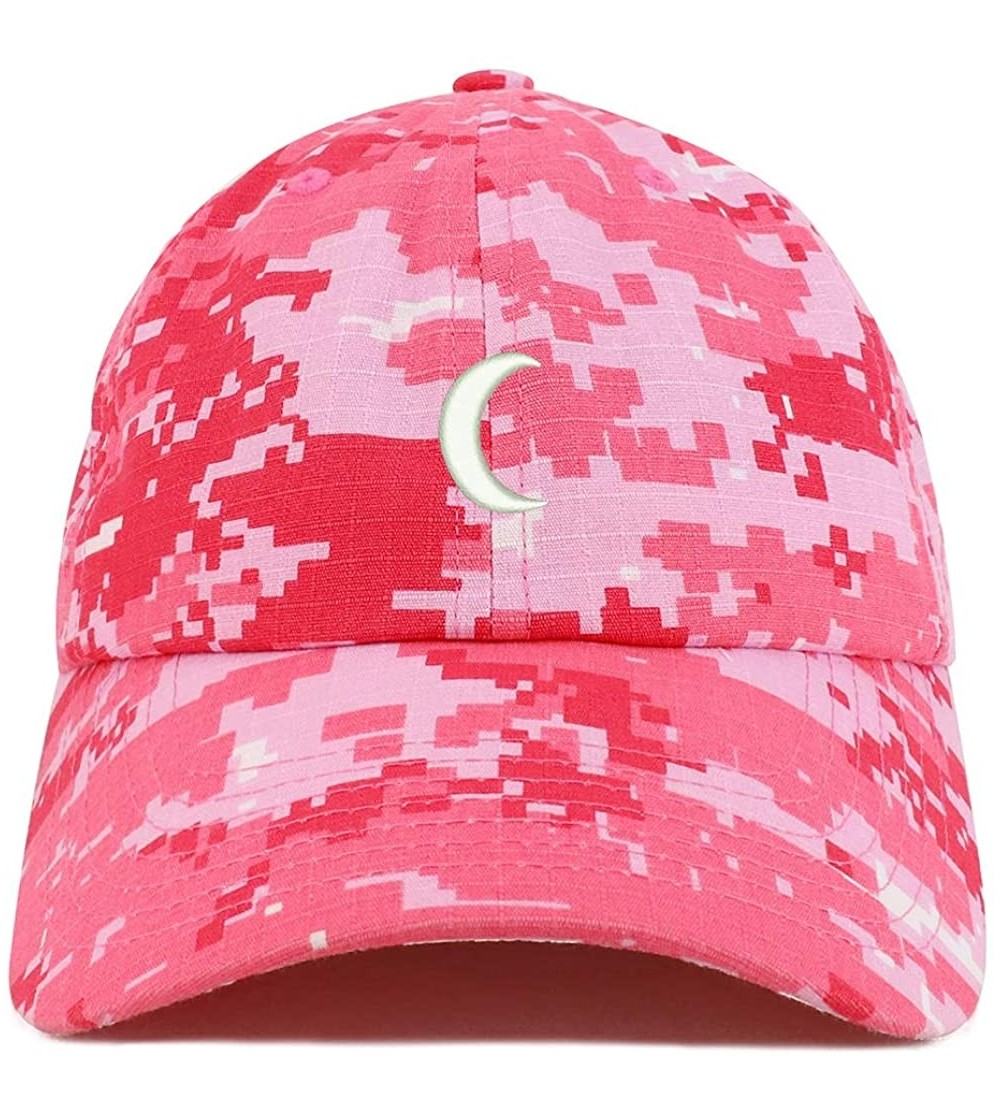 Baseball Caps Crescent Moon Embroidered Soft Low Profile Adjustable Cotton Cap - Pink Digital Camo - CF18TWGM7LR $18.87
