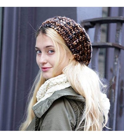 Berets Multi Colors Knit Beret Tam with Pom Winter Hat - Turquoise Beige - CZ126RCP0E7 $10.07
