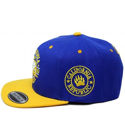 Baseball Caps California Republic Bear Logo Snapbacks Flat Brim Adjustable Snapback Hat Cap - Blue Yellow 01 - CV196XGUR57 $9.06