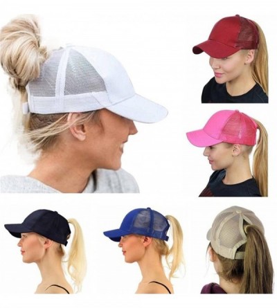 Baseball Caps Custom Hats-Fashion Ponytail Hat for Women Men Funny Messy Buns Mesh Trucker Baseball Hats Snapback Visors - Gr...