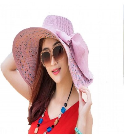 Sun Hats Women' s Summer Pure Sunshade Straw Cap Floppy Big Bow Knot Beach Sun Hat 002 - Purple-style 003 - C118T606OGL $20.00