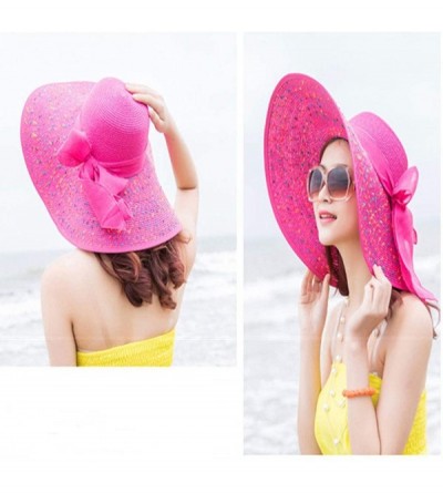 Sun Hats Women' s Summer Pure Sunshade Straw Cap Floppy Big Bow Knot Beach Sun Hat 002 - Purple-style 003 - C118T606OGL $12.37