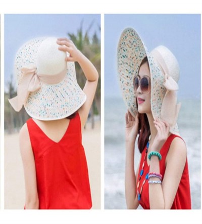 Sun Hats Women' s Summer Pure Sunshade Straw Cap Floppy Big Bow Knot Beach Sun Hat 002 - Purple-style 003 - C118T606OGL $12.37
