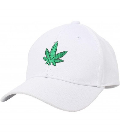 Baseball Caps Weed Dad Hat Marijuana-Baseball-Cap - Pot Leaf Cannabis Embroidered Polo Style Adjustable - White - CI18LS03YKT...