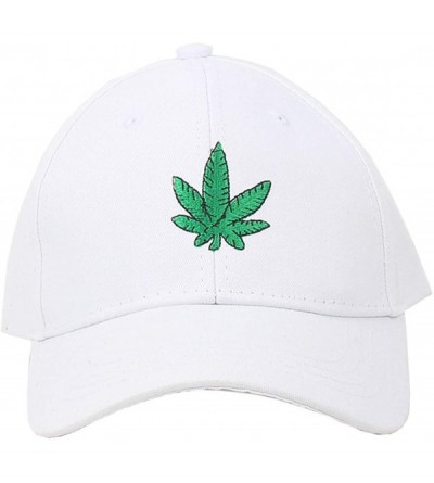 Baseball Caps Weed Dad Hat Marijuana-Baseball-Cap - Pot Leaf Cannabis Embroidered Polo Style Adjustable - White - CI18LS03YKT...
