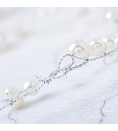 Headbands Wedding Hair Accessories Bridal Headband Hair Piece with pearl for Bride and Bridesmaids - Silver - CX18L2SW9ZY $7.26