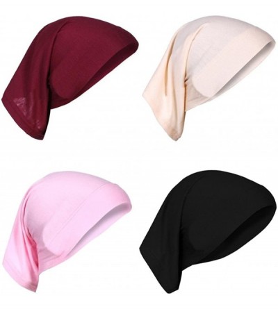 Skullies & Beanies 4 Pcs Womens Ruffle Chemo Beanie Headscarf Headwear Turban Head Wrap Sleep for Cancer Hair Loss - Mix Colo...