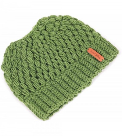Cold Weather Headbands Women's Crochet High Bun Beanie Warm Ponytail Hat Soft Stretch Winter Skull Cap - Green - CQ18IIZAE2D ...