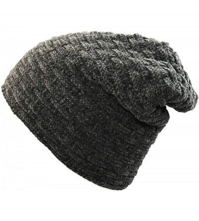 Skullies & Beanies Winter Warm Soft Slouchy Thick Beanie Knit Cap Men and Women Ski Knitting Hats - Gray - CH18YLON6GR $19.69