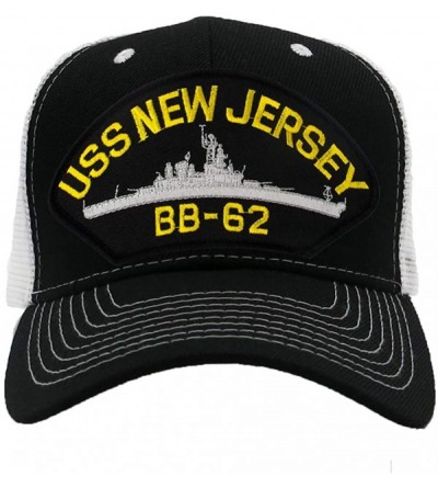 Baseball Caps USS New Jersey BB-62 Hat/Ballcap Adjustable"One Size Fits Most" - Mesh-back Black & White - CE18W5HMGLO $49.64