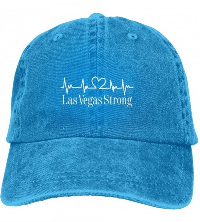 Baseball Caps Vegas Strong Heartbeat Adjustable Baseball Caps Denim Hats Cowboy Sport Outdoor - Blue - CX18R5X0XST $19.94