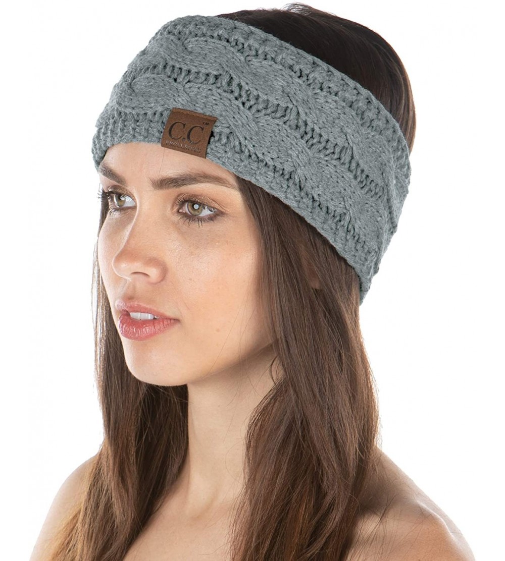 Cold Weather Headbands Exclusives Womens Head Wrap Lined Headband Stretch Knit Ear Warmer - Dove Grey - CV18Y8I74UM $19.56
