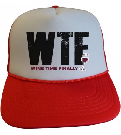 Baseball Caps Womens Party Trucker Hats WTF Wine Time Finally - Royaltee Lake Hat Collection - Red - CS186YTA20S $38.24