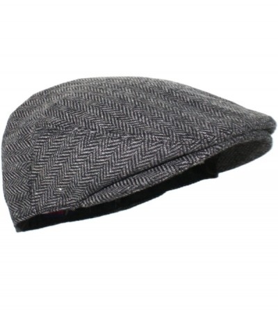 Newsboy Caps Street Easy Herringbone Driving Cap with Quilted Lining - Black and Gray - CD121L9W6HZ $10.01
