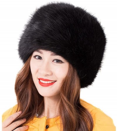 Bucket Hats Women Ladies Girls Cossack Russian Style Faux Fur Hat Winter Warm Cap - Black - C712MZCAPY0 $30.25