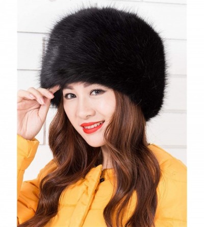 Bucket Hats Women Ladies Girls Cossack Russian Style Faux Fur Hat Winter Warm Cap - Black - C712MZCAPY0 $18.71