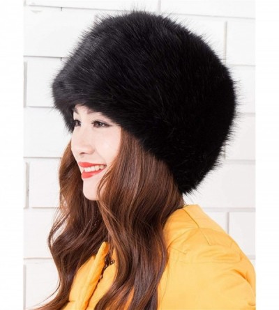 Bucket Hats Women Ladies Girls Cossack Russian Style Faux Fur Hat Winter Warm Cap - Black - C712MZCAPY0 $18.71