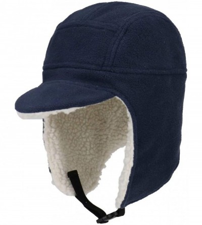 Skullies & Beanies Men's Fleece Warm Winter Hats with Visor Windproof Earflap Skull Cap - Navy - CM18Z2RME78 $10.37