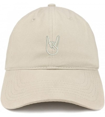 Baseball Caps Rock On Embroidered Dad Hat Adjustable Cotton Baseball Cap - Stone - C912N6DOH6U $13.31