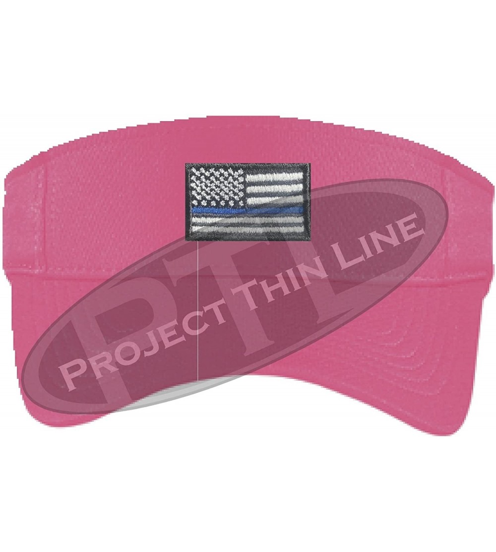 Visors Embroidered Thin Blue Line Subdued American Flag Sun Visor - Pink - CD18EXL3O0K $21.92