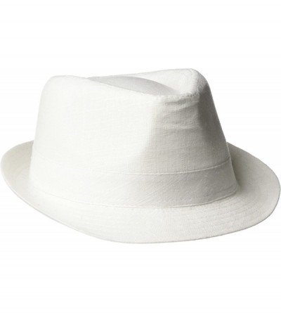 Fedoras Men's Linen/Cotton Blend Solid Fedora - White - C212H9AKI1Z $24.42