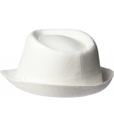 Fedoras Men's Linen/Cotton Blend Solid Fedora - White - C212H9AKI1Z $24.42