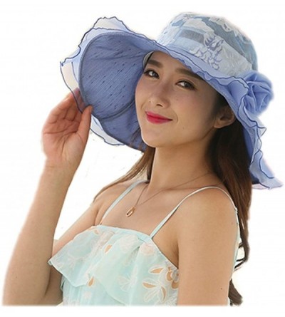Sun Hats Womens Kentucky Derby Hats Organza Church Hat for Wedding Tea Party MZW0100 - Royal Blue - C817YX64997 $9.51