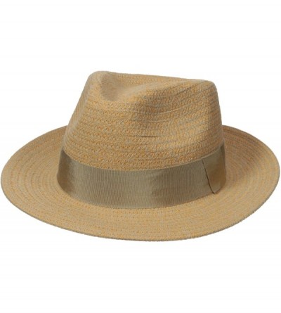 Fedoras Men's Fedora in Paper/Cotton Braid with 2" Brim and Grosgrain Band - Tan - CD17YSCGK22 $39.25