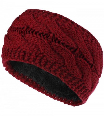 Cold Weather Headbands Girls Headbands Hat Fuzzy Lined Cute Beanies Ear Warmer Headbands for Women - 1 Pack Red - CY192ZYZN58...