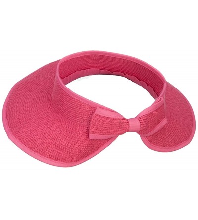 Visors UPF 50+ Bow Tie Tweed Roll Up Visor - Hot Pink - CJ187NDNRWC $33.23