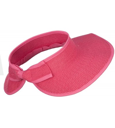 Visors UPF 50+ Bow Tie Tweed Roll Up Visor - Hot Pink - CJ187NDNRWC $33.23
