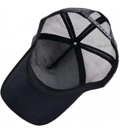Baseball Caps Unisex Animal Mesh Trucker Hat Snapback Square Patch Baseball Caps - Black Fox - CM18TWXXG62 $12.77