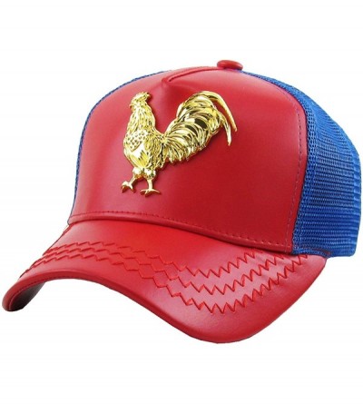Baseball Caps Dominican Republic Gold Badge Wolf Rooster Tuna Trucker Cap Adjustable Snapback Hat - 2.(rooster) Red/Royal - C...