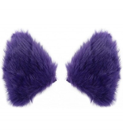 Headbands Cat Fox Long Fur Ears Hair Clip Cosplay Costume Kit Fancy Dress Halloween Party - Purple - C518I26HZSD $20.28