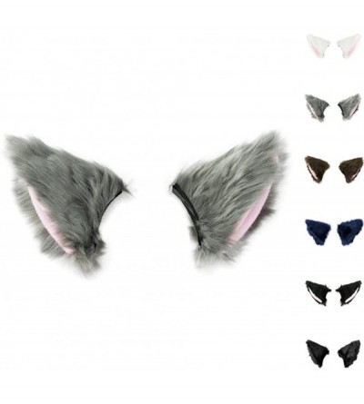 Headbands Cat Fox Long Fur Ears Hair Clip Cosplay Costume Kit Fancy Dress Halloween Party - Purple - C518I26HZSD $8.90