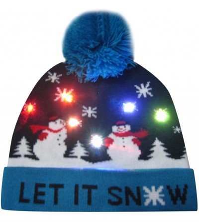 Bomber Hats LED Light-up Knitted Hat Ugly Sweater Holiday Xmas Christmas Beanie Cap - I - CB18ZMQLLYE $13.04