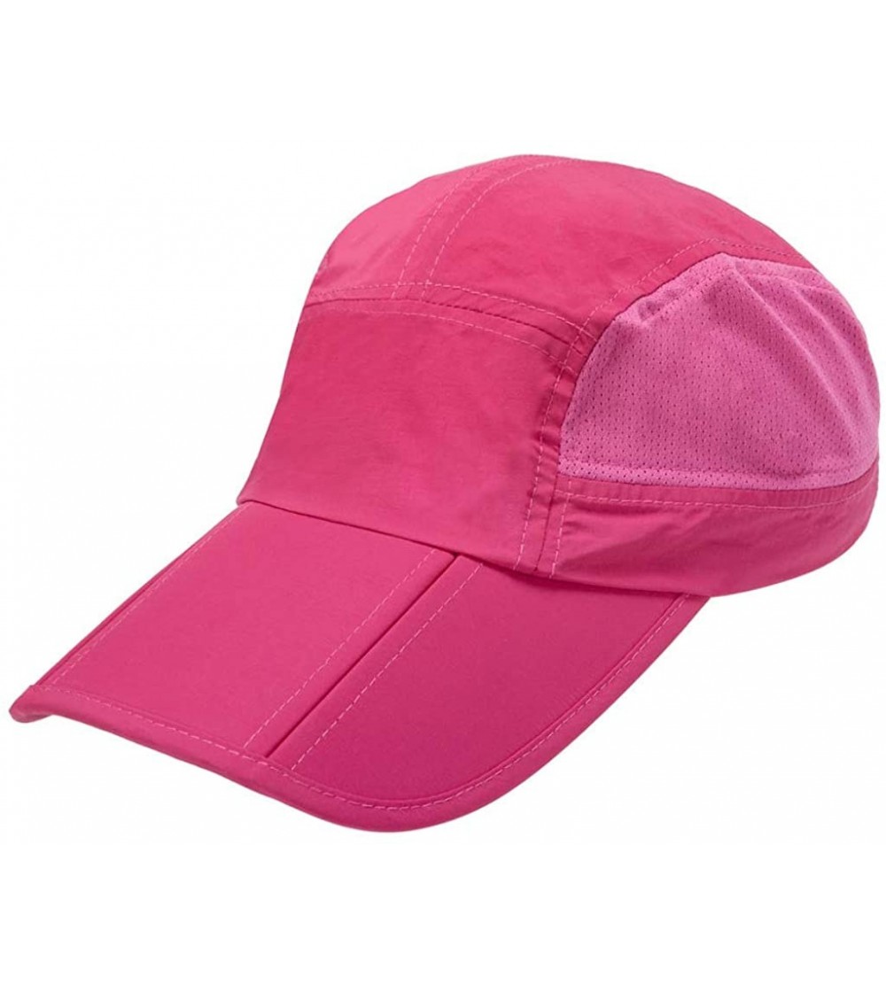 Sun Hats Unisex Breathable Quick Dry Mesh Baseball Cap Sun Hat Running Cap - Rose Red - CT18Q8ZL0OY $7.70