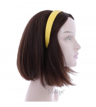 Headbands Yellow 1 Inch Wide Leather Like Headband Solid Hair band for Women and Girls - Yellow - C612O42DPPG $10.65