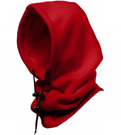 Balaclavas 4 in 1 Full Face Hood for Adults- Fleece Balaclava- Ski Mask Hoodie- Face Fleece Mask - Red - CZ18ZCLH4W6 $22.60