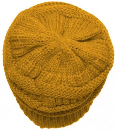 Skullies & Beanies Thick Knit Soft Stretch Beanie Cap - Mustard - CJ11PEGP9U3 $12.18