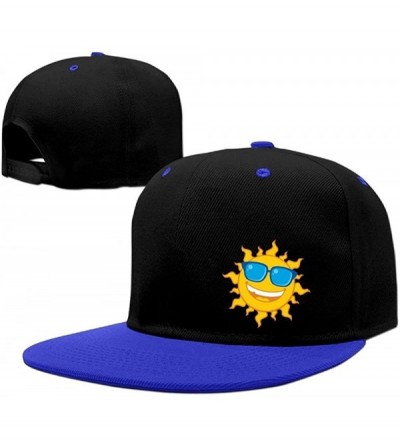 Skullies & Beanies Summer Sun Wearing Sunglasses Solid Flat Bill Snapback Baseball Cap Hip Hop Unisex Custom Hat. - Royalblue...
