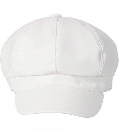 Berets Women Newsboy Hat Cap for Ladies Visor Beret Hat - 2b9-pu Leather-white - CG186ZCDKQS $9.95