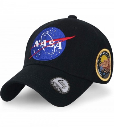 Baseball Caps NASA Meatball Logo Embroidery Baseball Cap Apollo 13 Patch Trucker Hat - Black - CX189O2Q7N4 $26.16