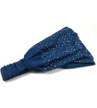 Cold Weather Headbands Wide Fabric Headbands with Sparkling Rhinestones - Midnight Blue - CQ11TDGLDE1 $11.19