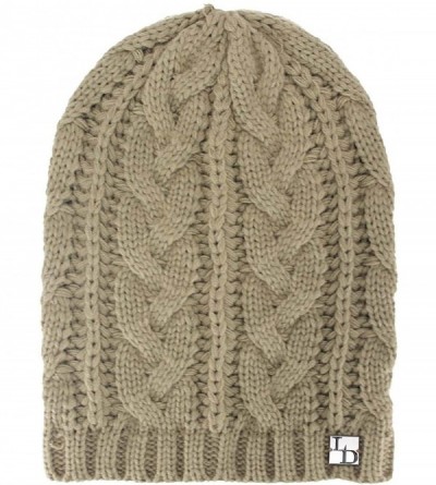 Skullies & Beanies Cable Knit Unisex Slouchy Beanie Cap Hat - Taupe - CN11PQFCUJF $18.02