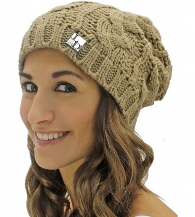 Skullies & Beanies Cable Knit Unisex Slouchy Beanie Cap Hat - Taupe - CN11PQFCUJF $18.02