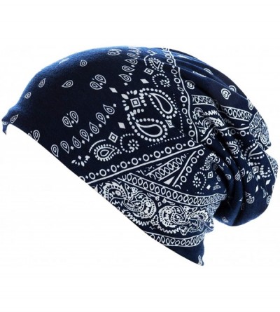 Skullies & Beanies Print Flower Cap Cancer Hats Beanie Stretch Casual Turbans for Women - Amoeba-(blue) - CQ18LA446ER $8.67