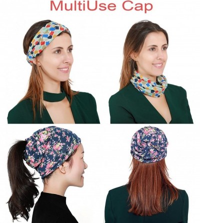 Skullies & Beanies Print Flower Cap Cancer Hats Beanie Stretch Casual Turbans for Women - Amoeba-(blue) - CQ18LA446ER $8.67