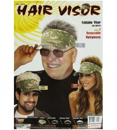 Visors Unisex 70's Style Visor with Spiky Hair - Olive / Brown / Yellow - CO118W78CUP $27.67